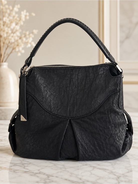 Francesco Biasia Handbags - Francesco Biasia Black Italian Leather Slouchy Hobo Shoulder Bag